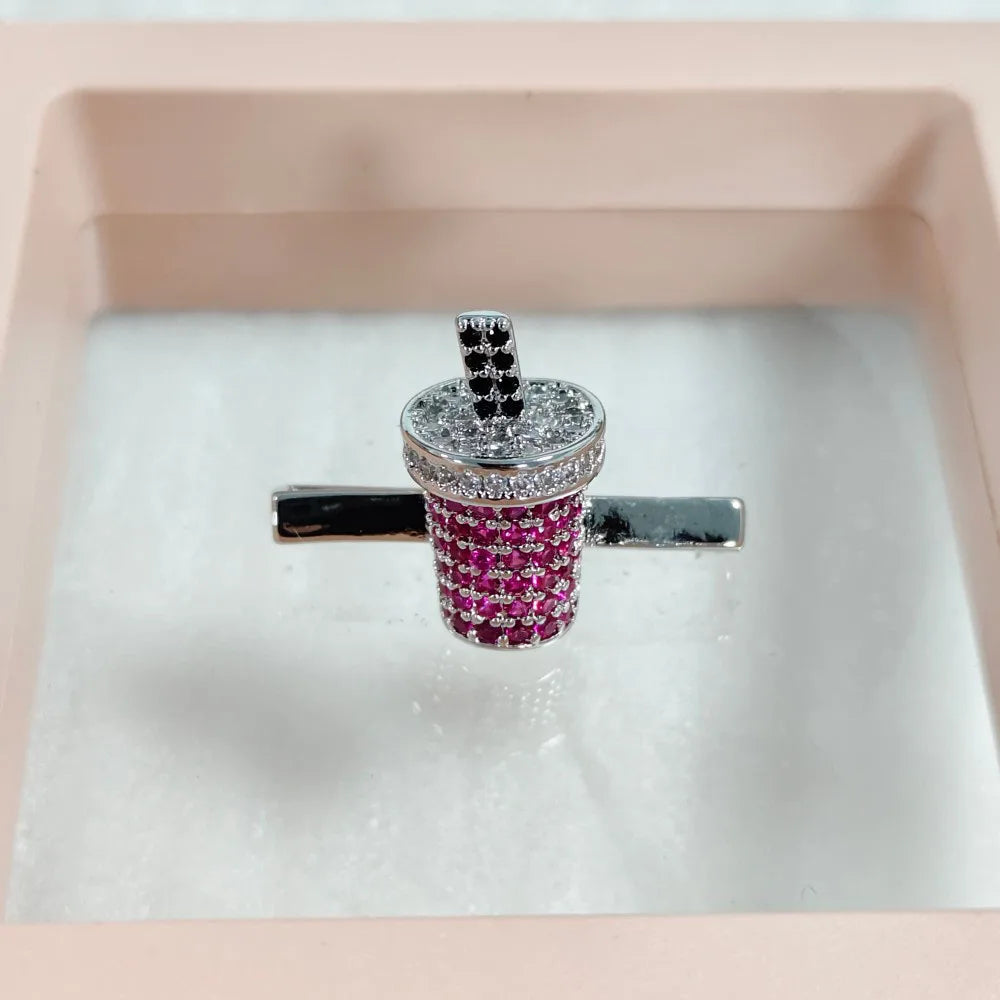 Charm Clip · Milk Tea Pink, silver