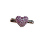 Charm Clip · Pink Heart, silver