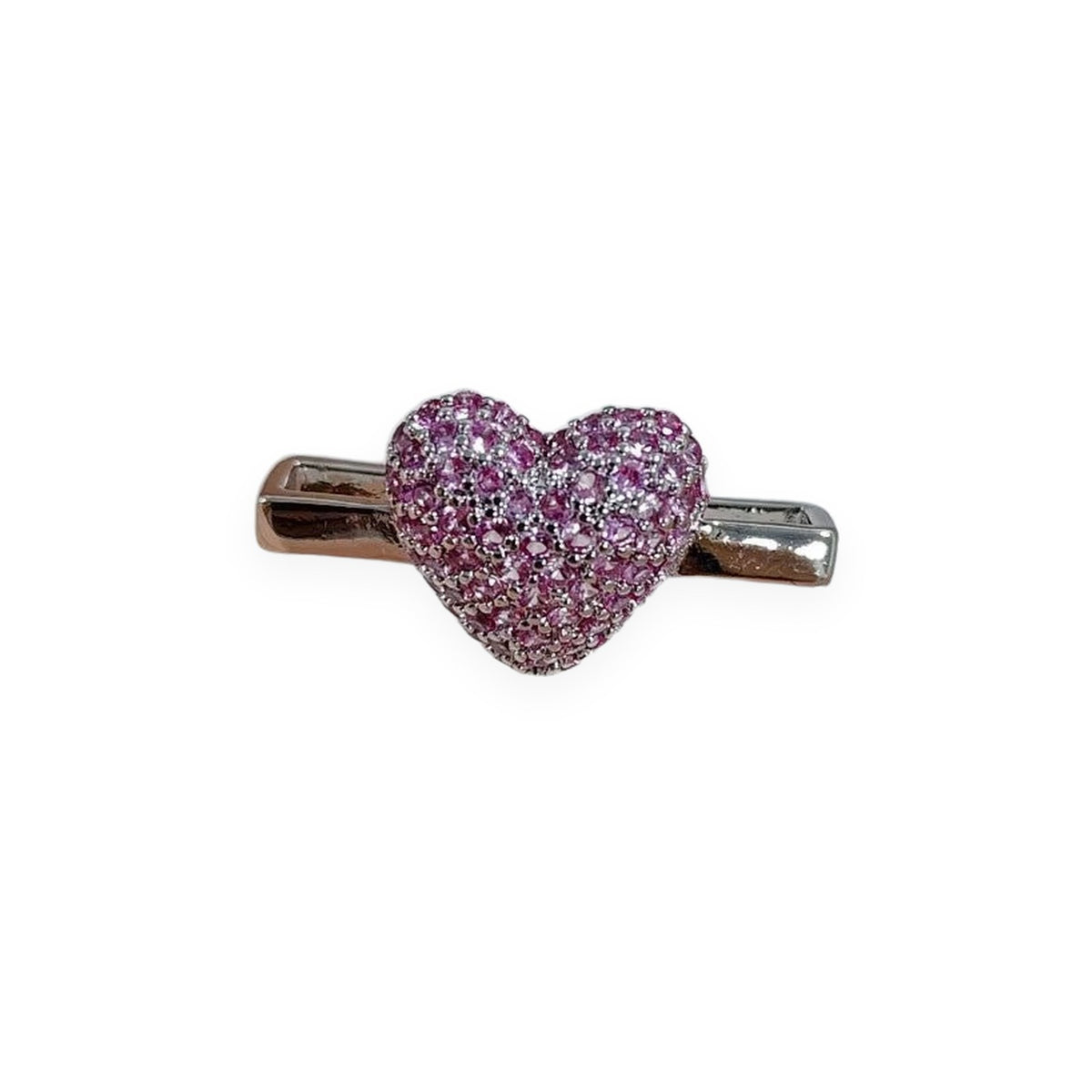 Charm Clip · Pink Heart, silver