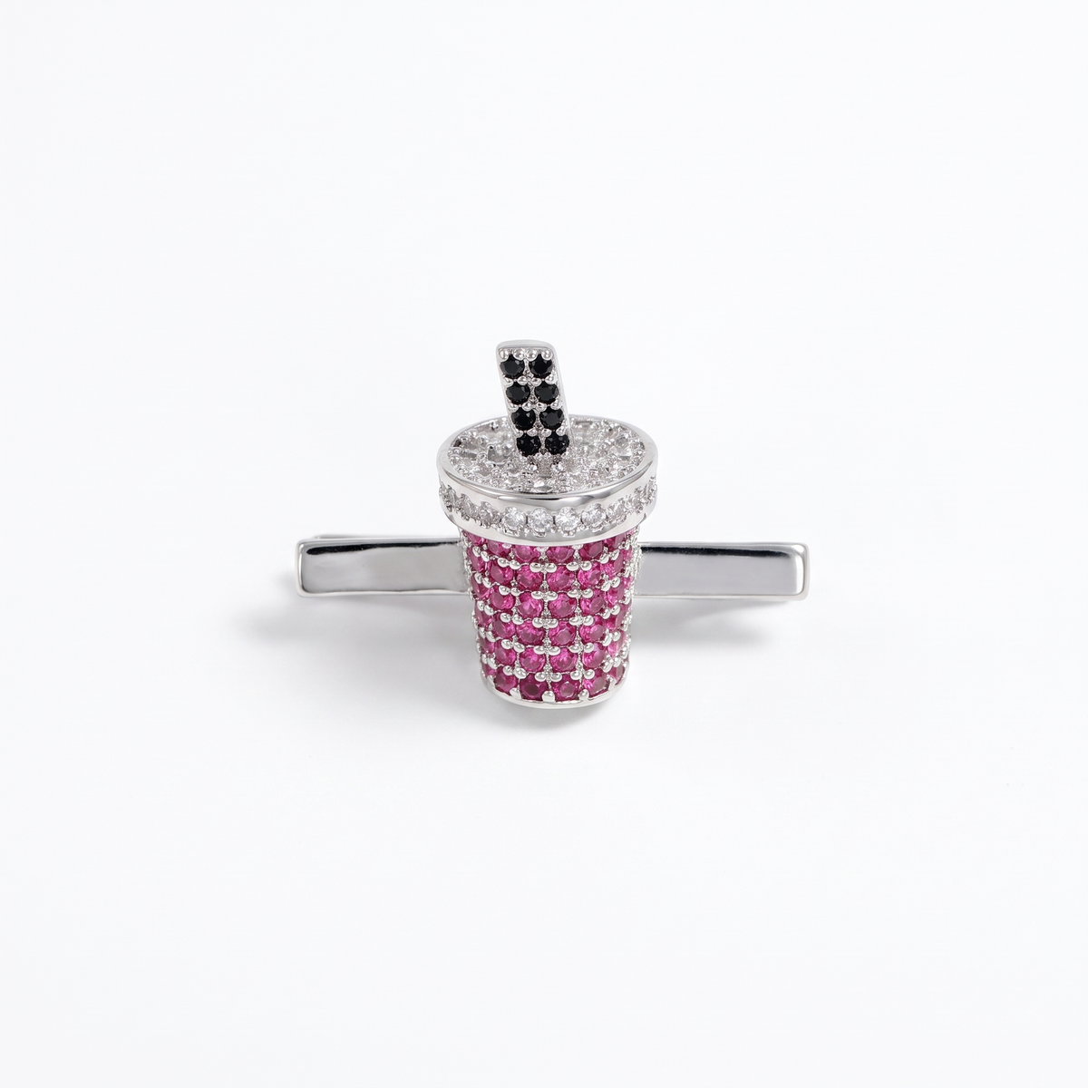 Charm Clip · Milk Tea Pink, silver