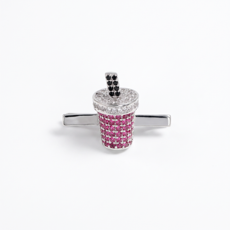 Charm Clip · Milk Tea Pink, silver