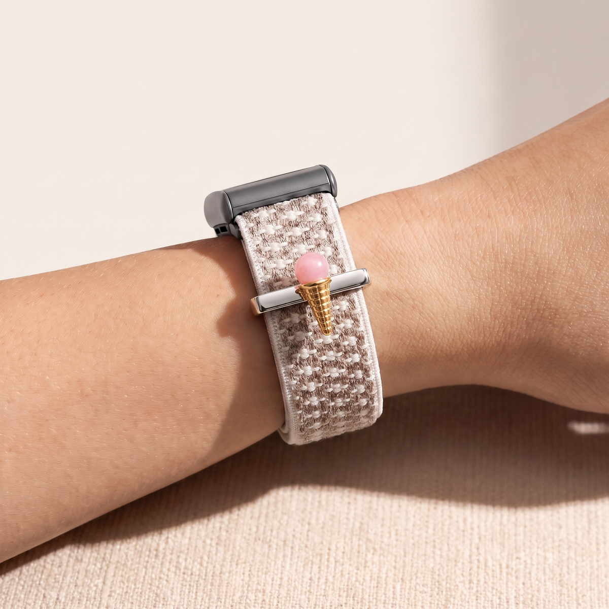 Charm Bar · Ice Cream worn on a knit band