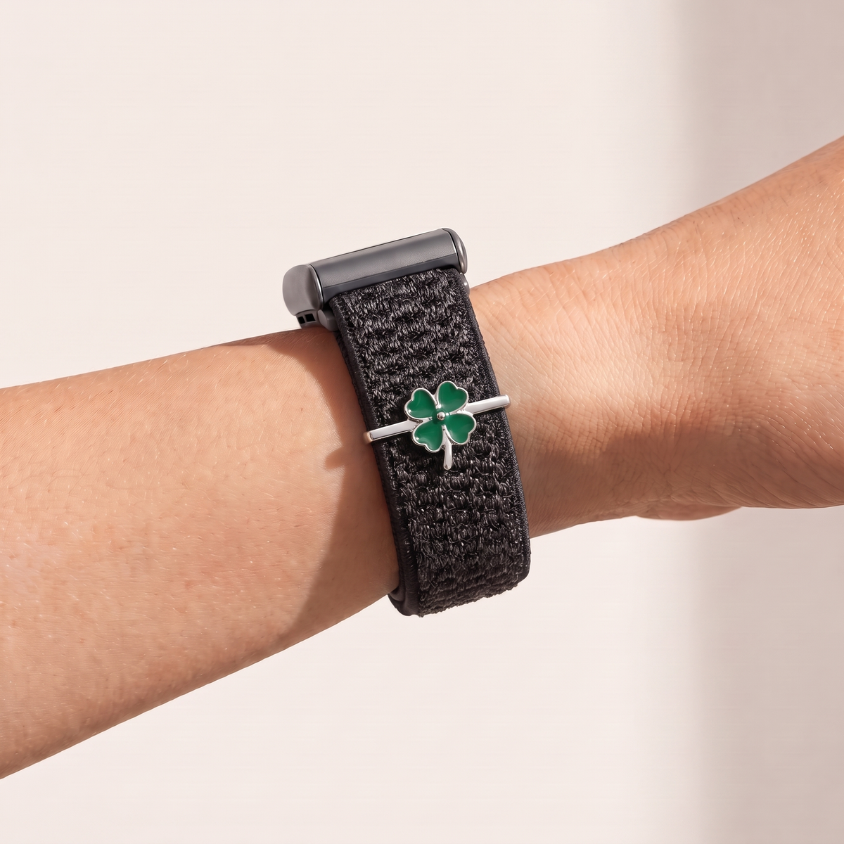 Charm Bar · Four-Leaf Clover worn on a knit band