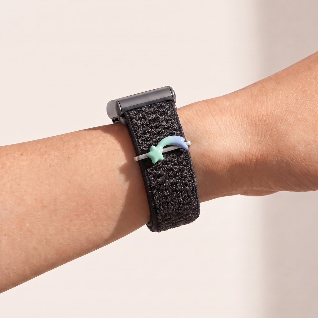 Charm Bar · Shooting Star worn on a knit band