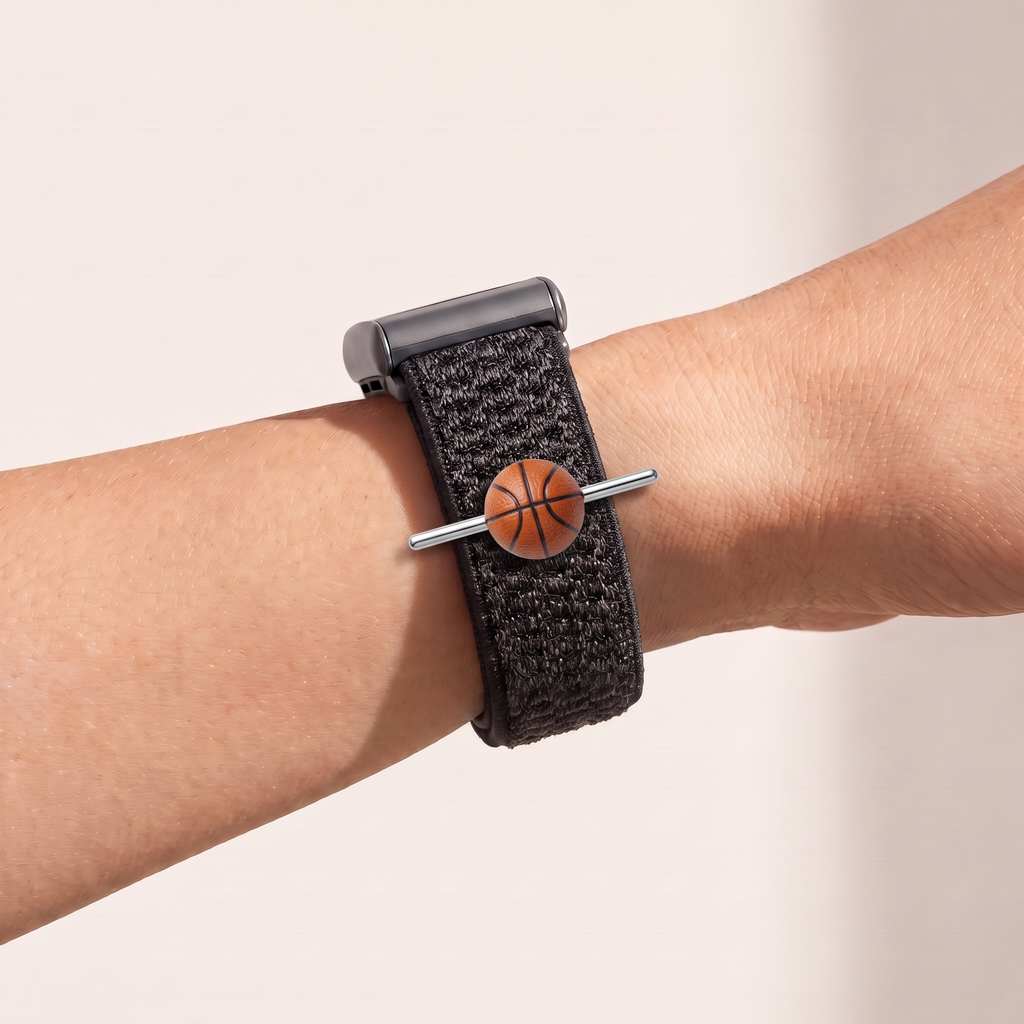Charm Bar · Basketball worn on a knit band